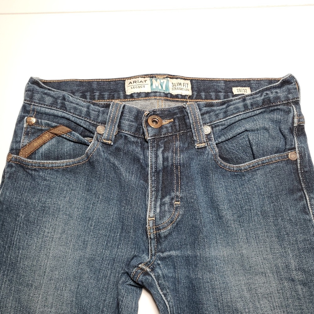 Ariat Mens 28x32/31 M7 Legacy Slim Fit Straight Leg Jeans Blue Denim Western